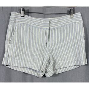 ANN TAYLOR LOFT THE RIVIERA Women‎ 6 Blue/Cream Strip Cotton Short Soft Casual